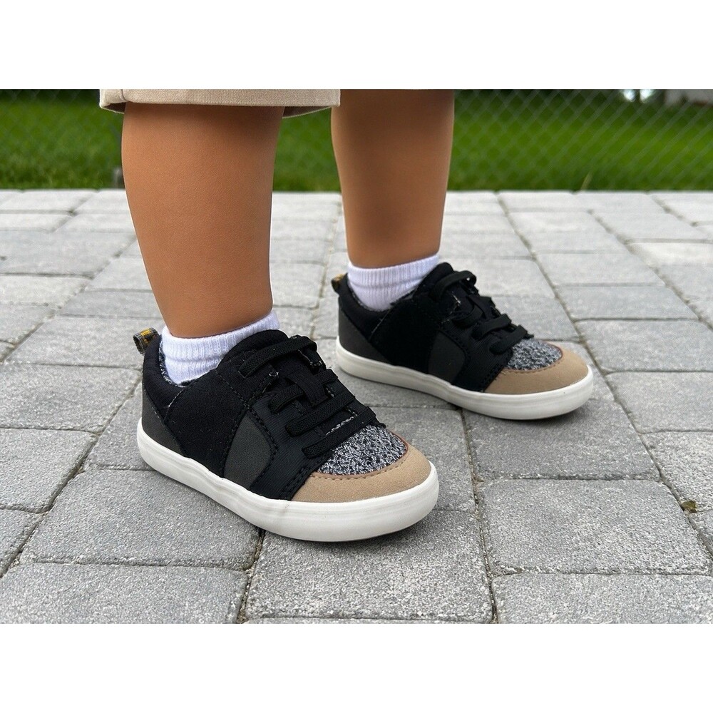 Cat & Jack Toddler Boys Black & Tan Sneakers Size 5